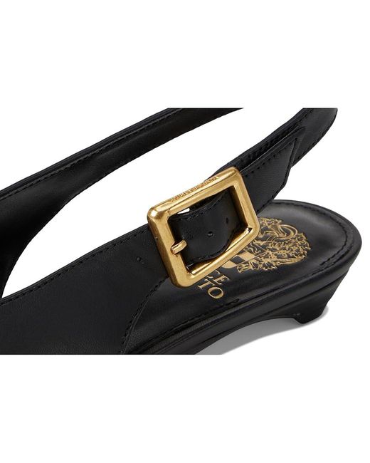 Vince Camuto Black Valther Kitten Heel Slingback Flat Mule Flat Shoes, Leather