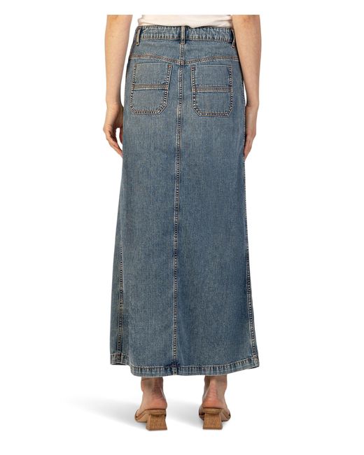 Kut From The Kloth Blue Liora - Button Front Long Skirt W/ Pork Chop Pockets