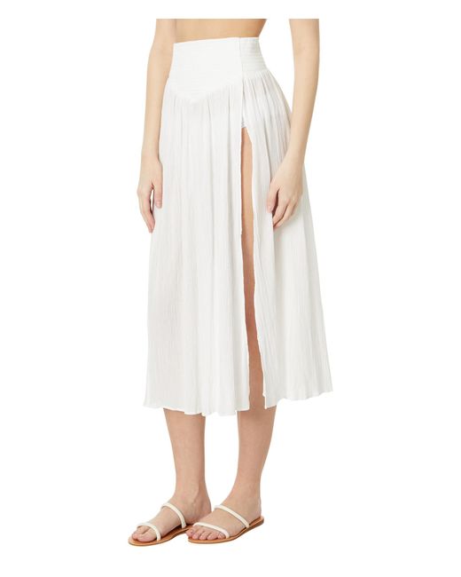 Madewell White Crinkle Cotton Smocked Maxi Skirt