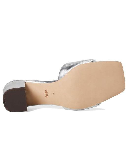 COACH Gray Holly Block Heel Sandals With Quilting Dress Sandals, Leather