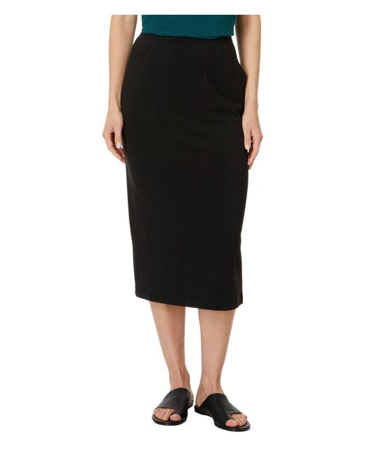 Eileen Fisher Black Calf Length Skirt With Pockets
