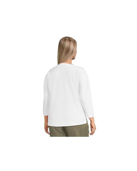 Mod-o-doc White 3/4 Sleeve Hi-Lo Tunic With Side Slits Sweater Md (Us 8-10) Cotton/Spandex