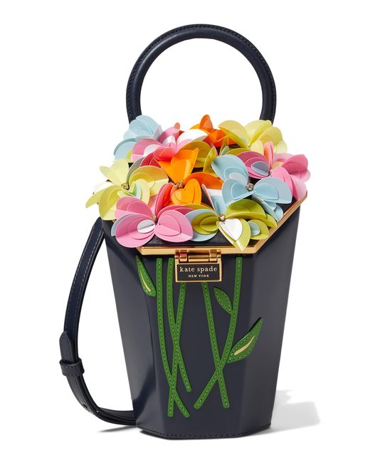 Kate Spade In Bloom Bouquet Embellished Spazzolato 3d Vase Tophandle