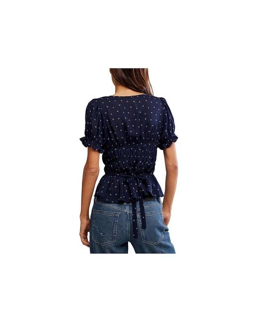 Free People Blue Adore You Blouse Clothing Lg 12) Cotton/Modal