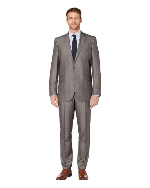 Kenneth Cole Reaction Gray Slim Fit 32 Finished Bottom Suit for men