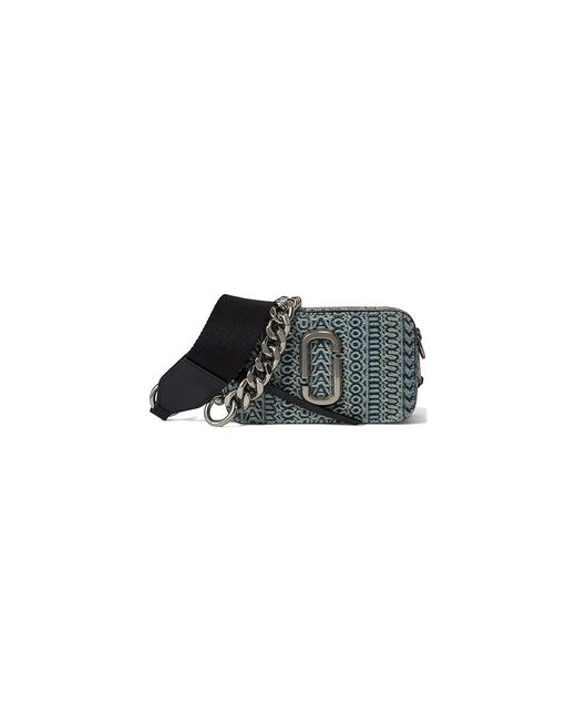 Marc Jacobs Black The Bleached Monogram Denim Snapshot (Sun Faded Denim) Handbags
