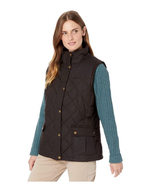 L.L. Bean Upcountry Waxed Cotton Down Vest in Brown | Lyst