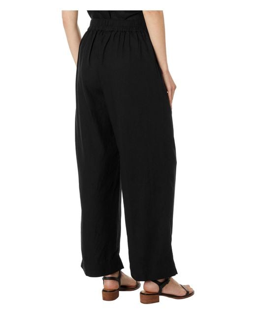 Madewell Black Pull-on Straight Crop Pants In 100% Linen