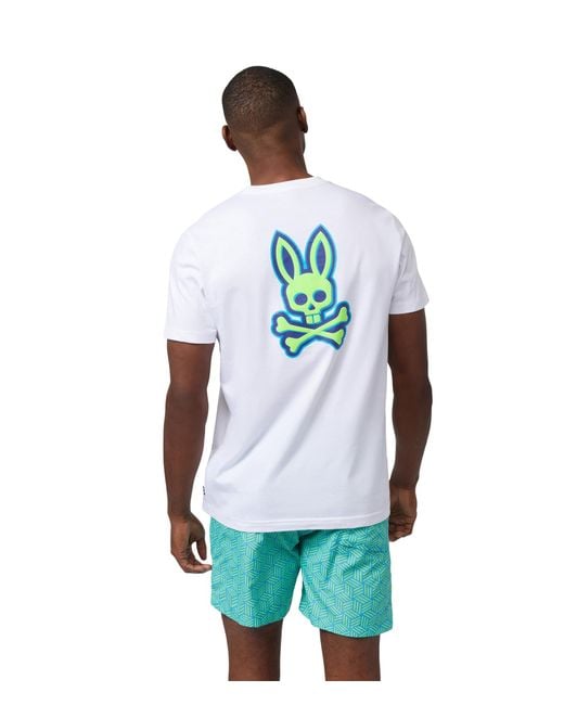 Psycho Bunny White Sloan Back Graphic Tee for men