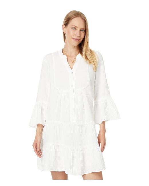 Faherty Brand White Dream Cotton Gauze Kasey Dress