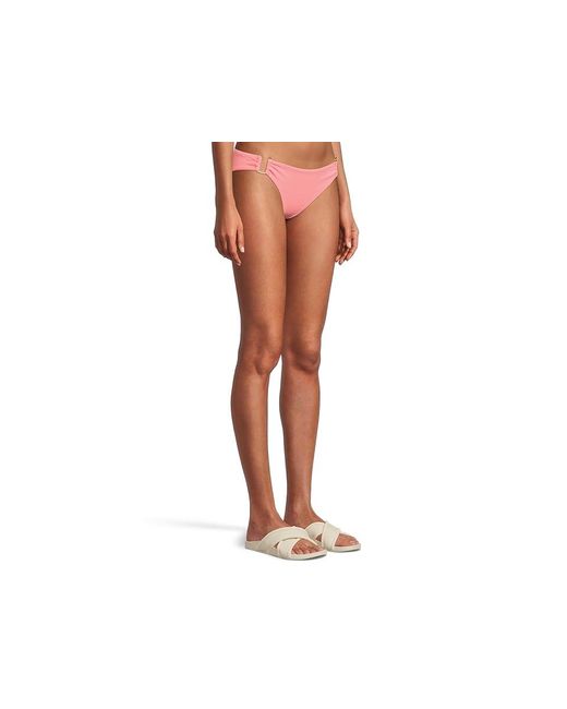 Becca Black Modern Edge Rib Gracie U Buckle Side Hipster Bottom Swimwear, Nylon/Spandex
