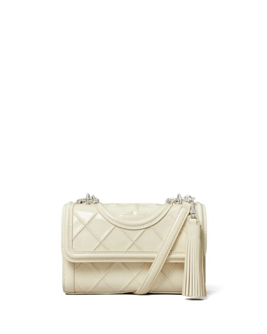Tory Burch Fleming Patent Pin Tuck Small Convertible Shoulder Bag in