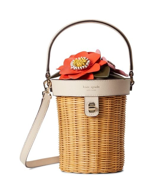 Kate Spade Leather Petal Wicker 3d Flower Pot Crossbody Lyst