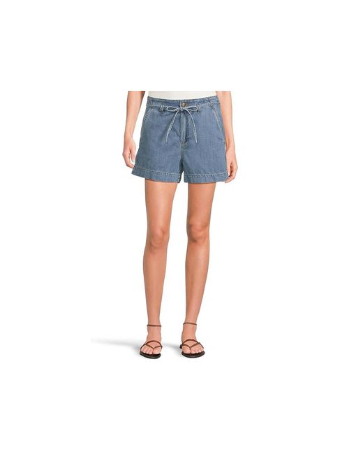 PAIGE Blue Anessa Shorts With Waist Tie