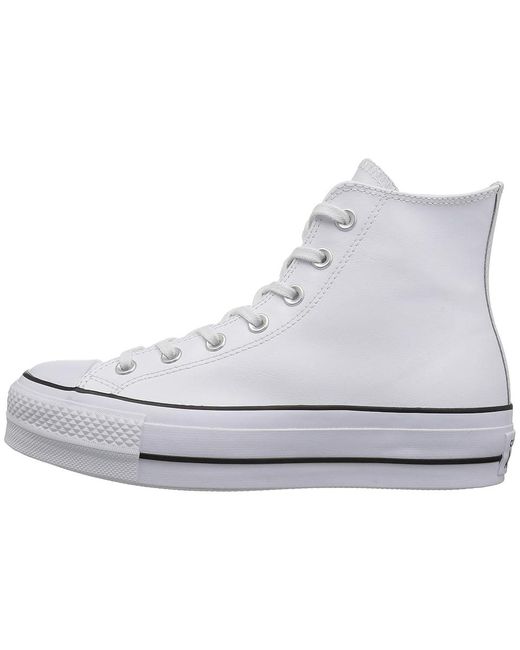 Converse White Chuck Taylor All Star High Top Platform Leather Sneaker Lace Up Casual Shoes/ 10 B