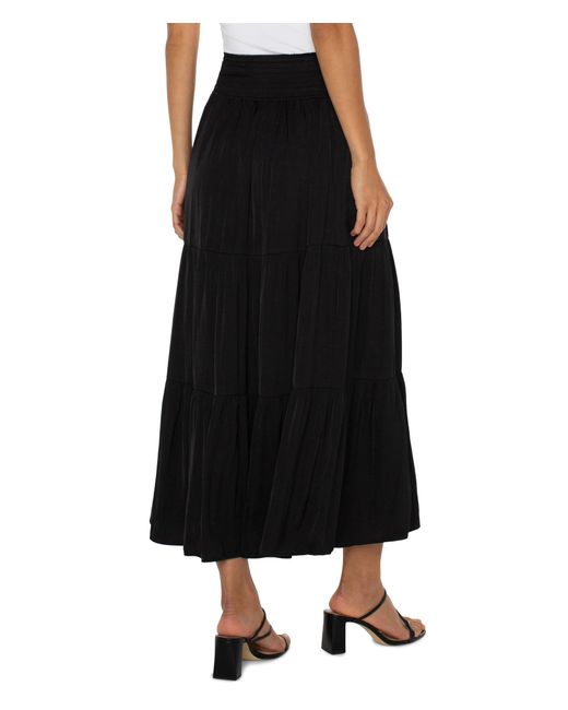 Liverpool Los Angeles Tiered Woven Sateen Maxi Skirt With Smocked Waist ...