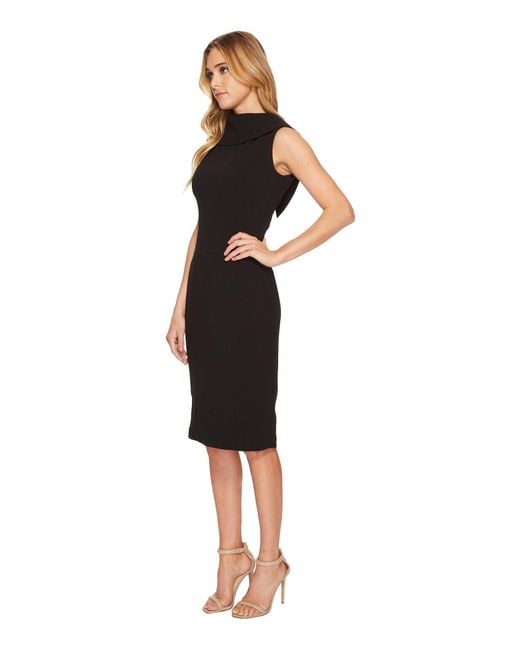 Adrianna Papell Roll Neck Sheath With V back Dress in Black Lyst