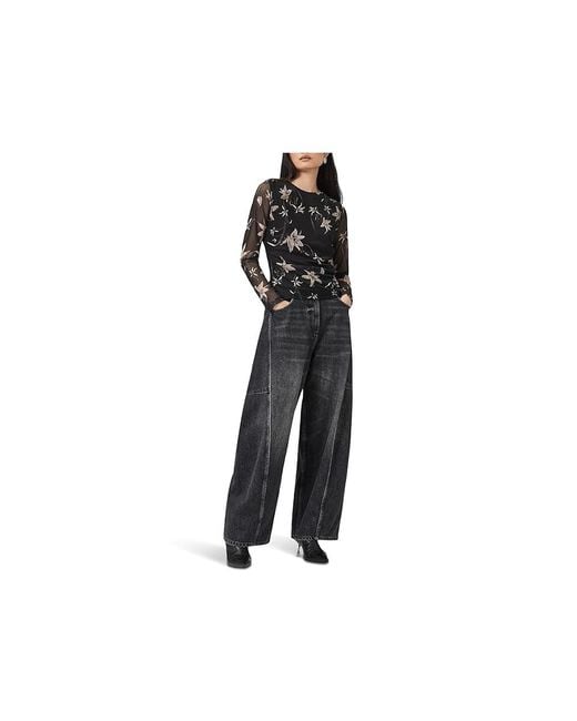 AllSaints Black Caia Mesh Top Clothing Uk 4 (Us 0) Elastane/Polyester