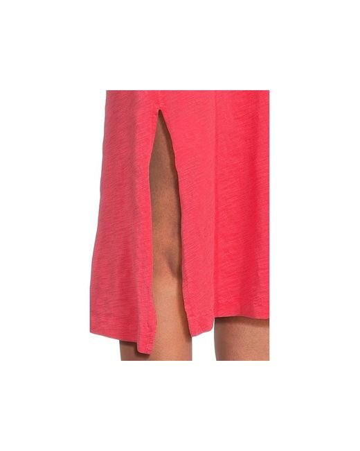 Mod-o-doc Red Cap Sleeve Column Dress With Side Slits Dress Lg (Us 12-14) Cotton