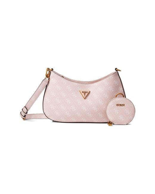 Guess Leather Alexie Top Zip Shoulder Bag in Pink Lyst