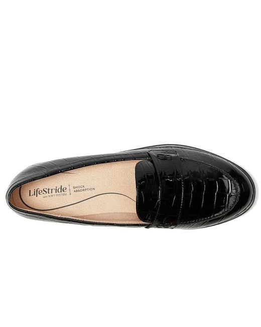 LifeStride Black Zee Loafer/Moc Shoes Flat Shoes 7 M (B) Faux Leather