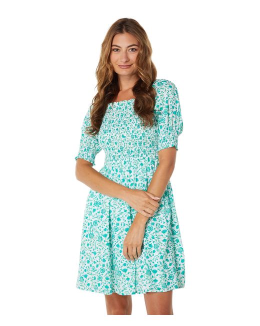 Draper James Cotton Smocked Puff Sleeve Dress In Woodbock Floral in ...