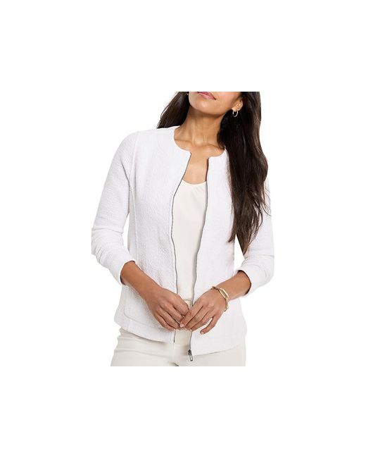 NIC+ZOE Black Zip Front Mix Knit Jacket Jacket Sm (Us 4-6) Cotton/Nylon/Polyester