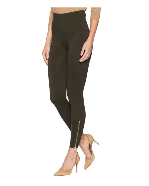 Spanx Look At Me Now Seamless Side Zip Leggings in Green