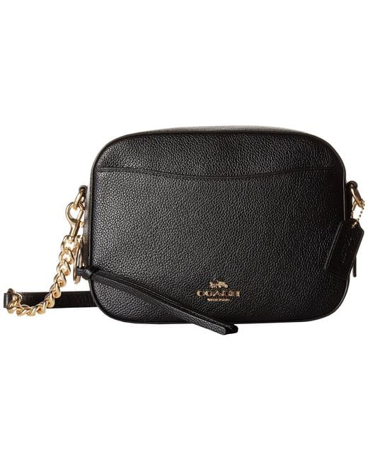 COACH Polished Pebble Leather Camera Bag in Black | Lyst