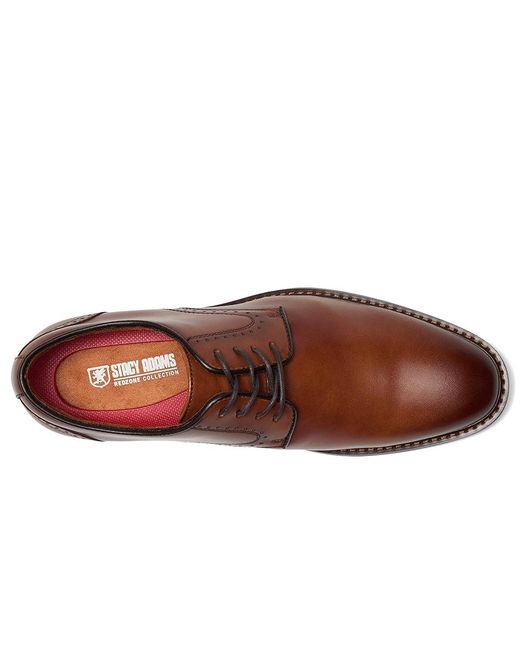 Stacy Adams Brown Benson Plain Toe Lace-Up Shoes, Leather for men