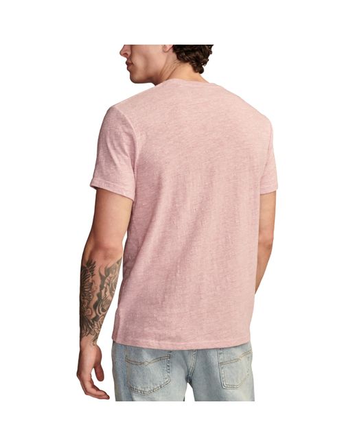 Lucky Brand Pink Linen Short Sleeve Pocket Crew Neck Tee for men