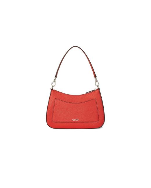 Ralph Lauren Red Crosshatch Leather Medium Danni Bag Shoulder Handbags
