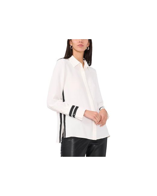 Vince Camuto Black Collar Shirt With Contrast Stitching Trim On Cuffs Clothing, Polyester
