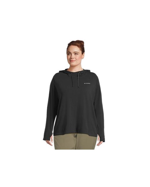 Columbia Black Plus Size Sun Trektm Hoodie Ii Sweatshirt, Cotton/Elastane/Lycra
