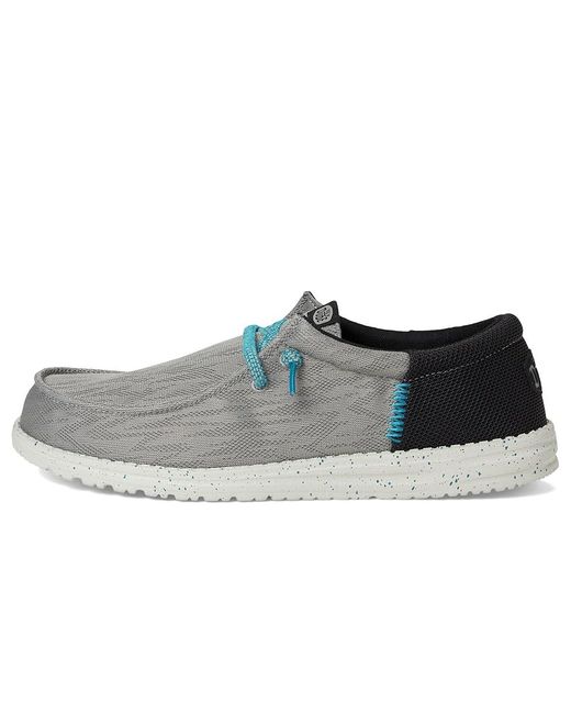 HeyDude Gray Wally Funk Zigzag Mesh Lace-Up Boots Moon/ Faux Leather for men