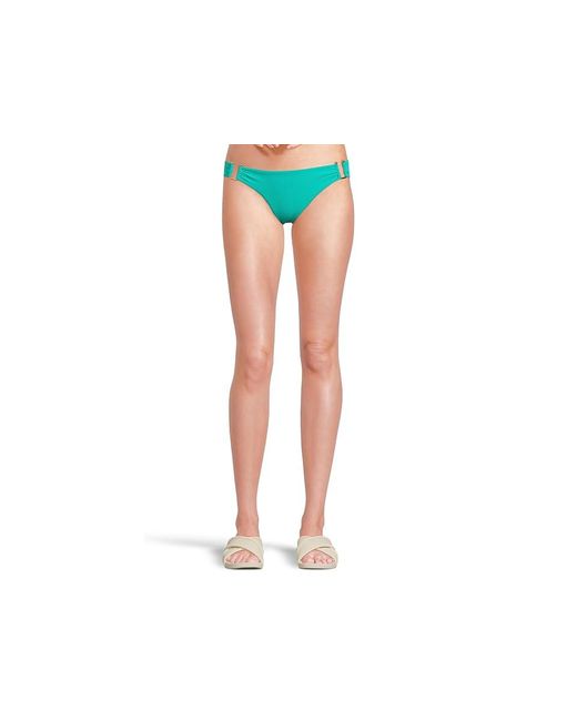 Becca Black Modern Edge Rib Gracie U Buckle Side Hipster Bottom Swimwear, Nylon/Spandex