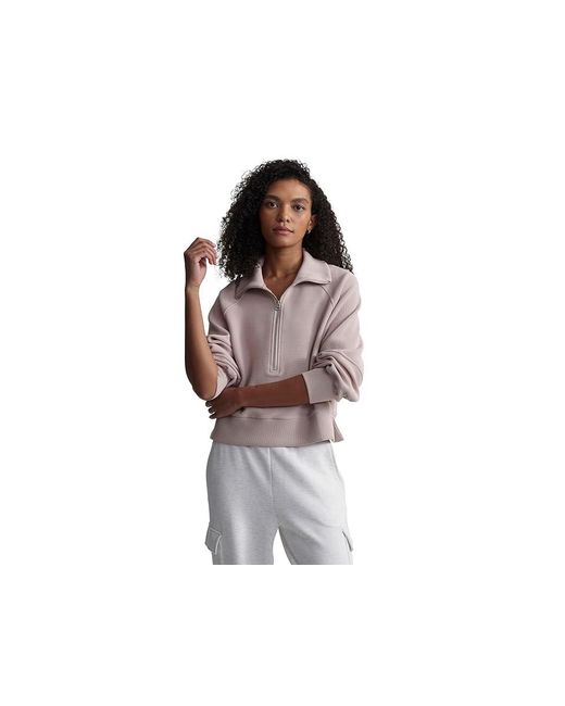 Varley Black Milano Half Zip Sweat Sweater, Cotton/Polyester