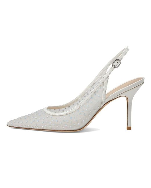 Stuart Weitzman White Emilia Mesh 85 Slingback (/Frosted) Sandals