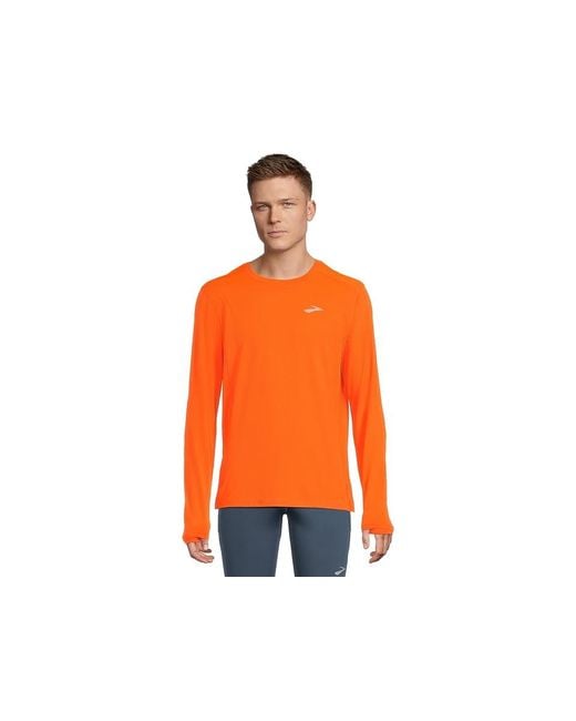 Brooks Orange Atmosphere Long Sleeve 3.0 T Shirt, Polyester/Spandex for men
