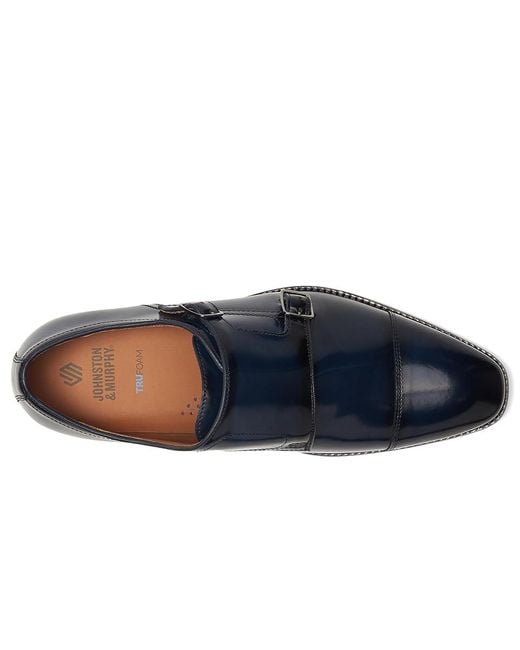 Johnston & Murphy Blue Sullivan Double Buckle Cap Toe Shoes 13 M (D) Leather for men