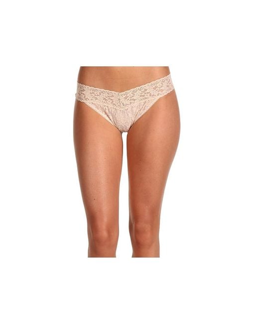 Hanky Panky Black Signature Lace Original Rise Thong 3-Pack Underwear/Chai/ Cotton/Lace/Nylon
