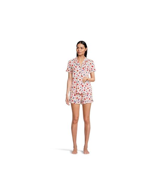 Kate Spade Black Short Sleeve Boxer Pj Set Pajama Sets, Modal/Spandex