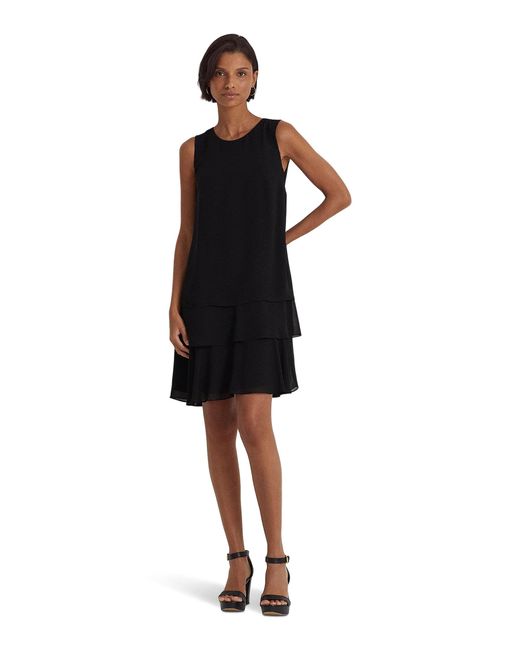Lauren by Ralph Lauren Crinkle Shift Dress in Black Lyst