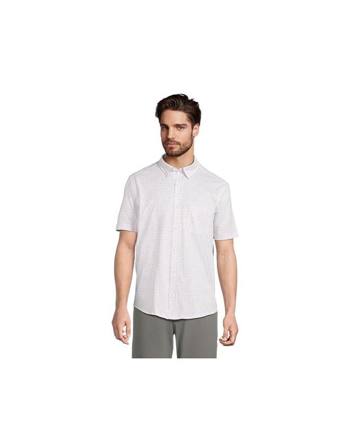 Johnston & Murphy Black Short Sleeve Xc Flex Birdseye Mini Dot Print Button Front Shirt Jacket, Cotton/Polyester for men