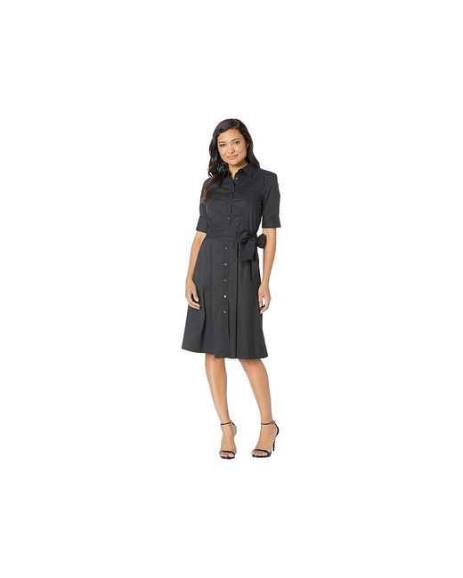 Ralph Lauren Black Cotton-Blend Shirtdress Clothing, Nylon/Elastane/Cotton