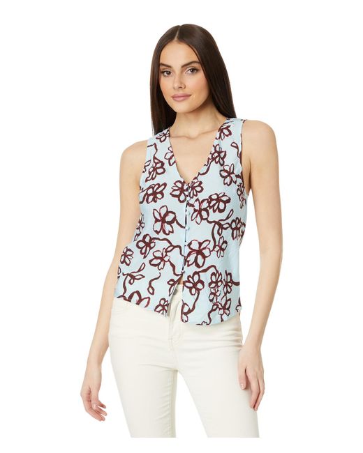 Madewell Blue Cutaway Vest Top In Floral