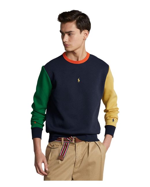 Polo Ralph Lauren Color-blocked Double Knit Sweatshirt in Blue for Men |  Lyst