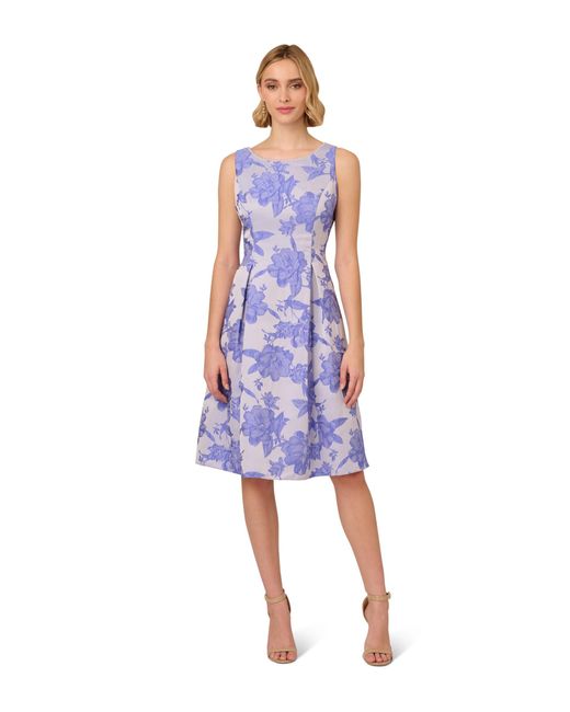 Adrianna Papell Blue Printed Short Dress