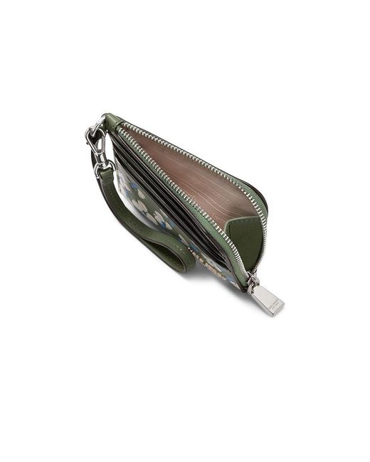 Kate Spade Green Devin Painterly Bouquet Card Case Wristlet Wallet Handbags, Leather