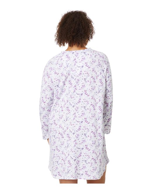 Karen Neuburger White Plus Size Floral Long Sleeve Nightshirt